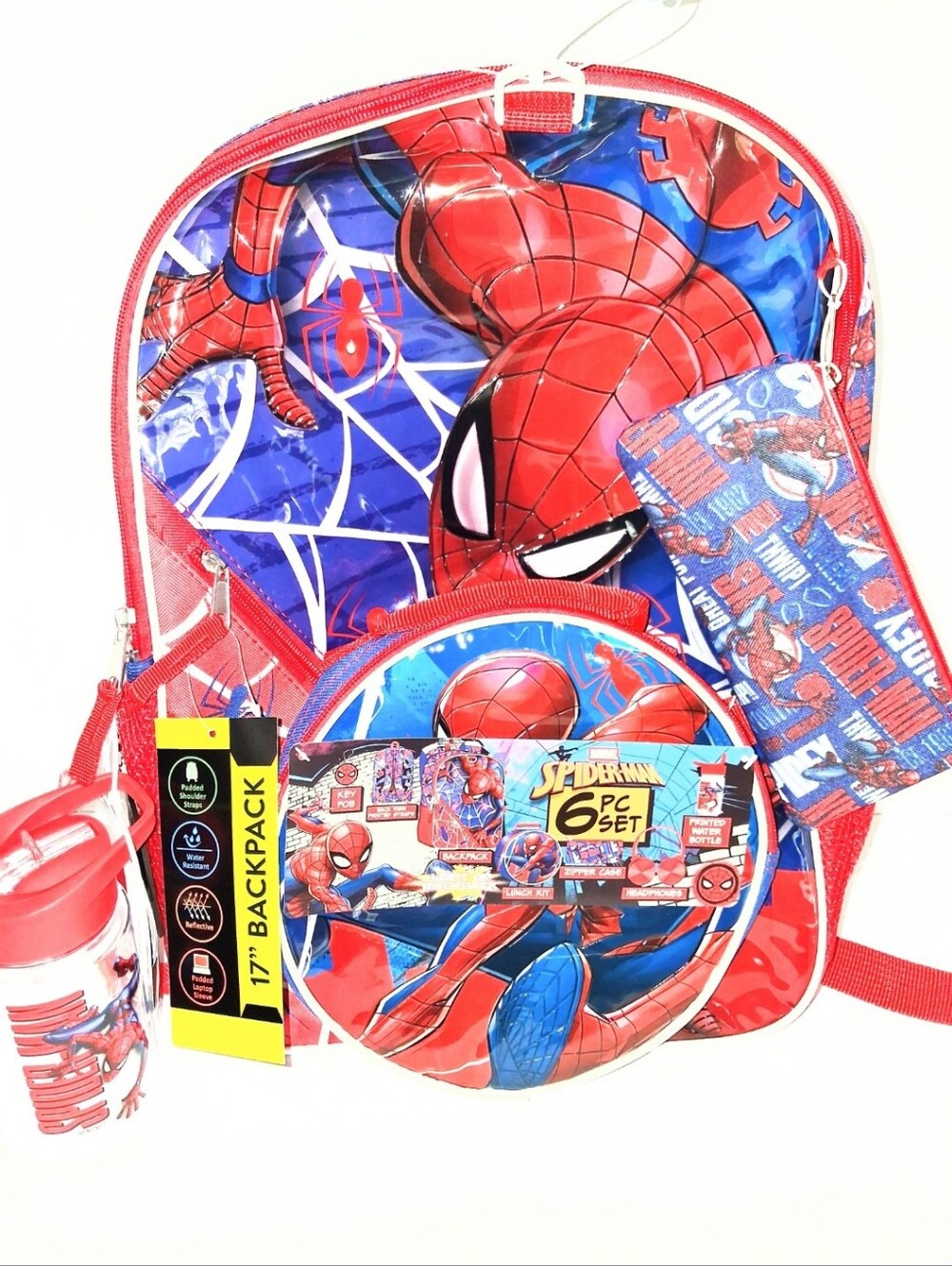 NWT Marvel Spider-Man Light Up Backpack 6 Piece Set Boy's Headphones Lunch Bag - Picture 4 of 17